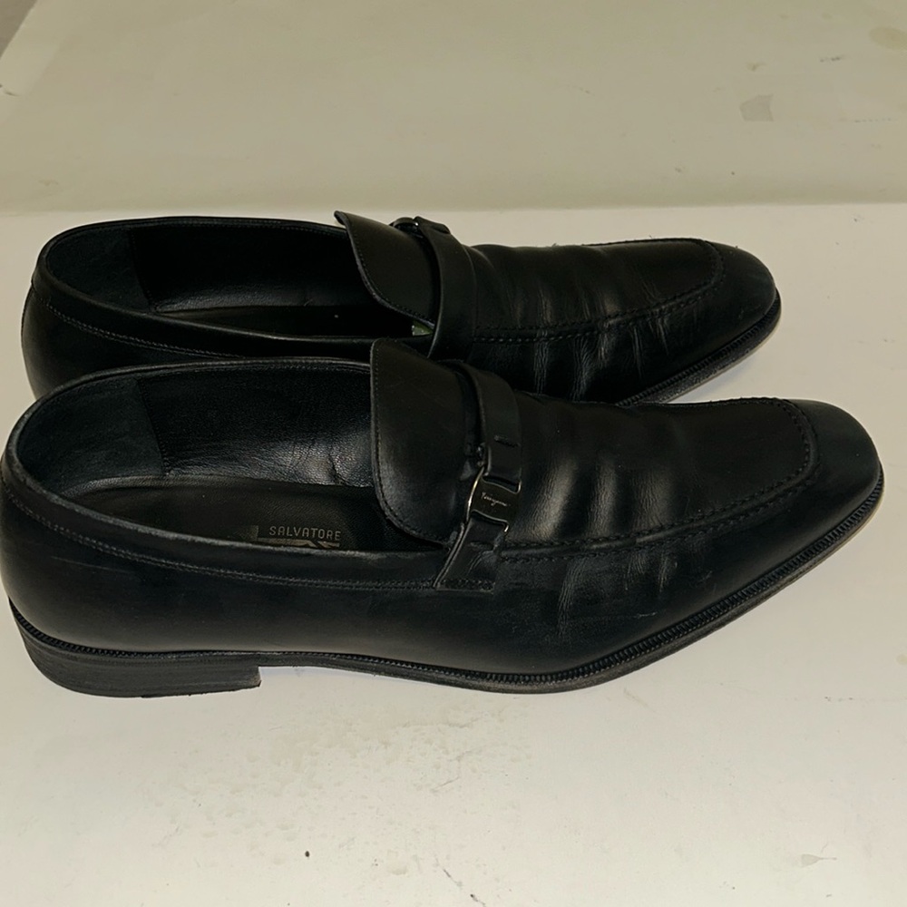 Men’s Salvatore Ferragamo Destin black slip on loafer shoes.